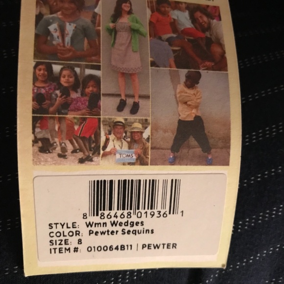 Tom’s Pewter Sequin Wedges - Picture 2 of 2